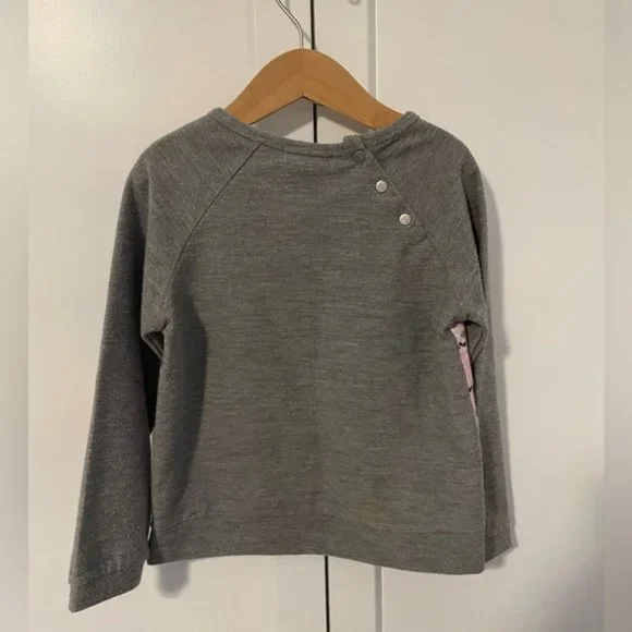 7 FOR ALL MANKIND Jumper Pullover Sweater Grey Pink Floral Buttons Girl’s 4T - Picture 3 of 5
